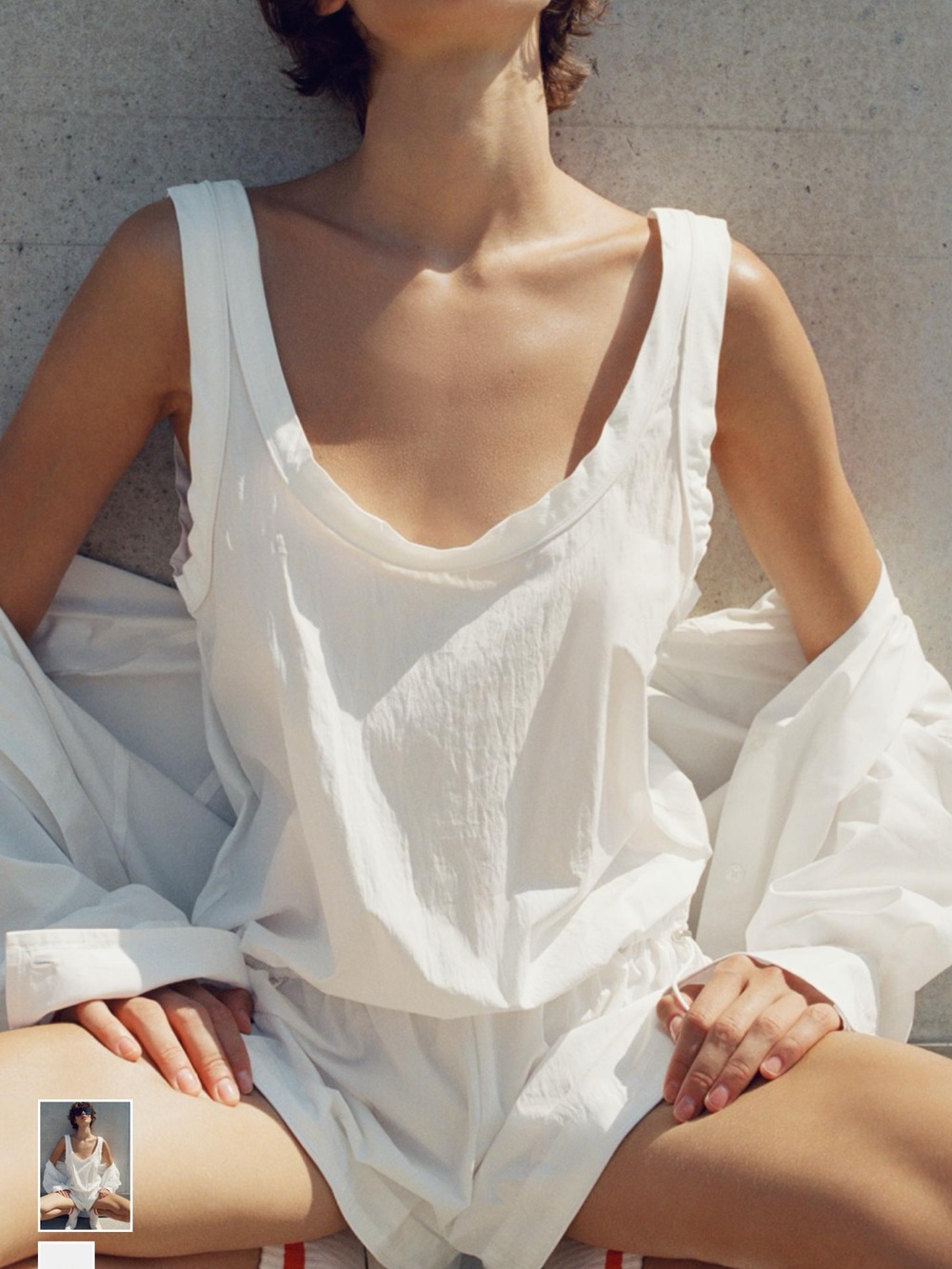 Zara White Sleeveless Cotton Romper